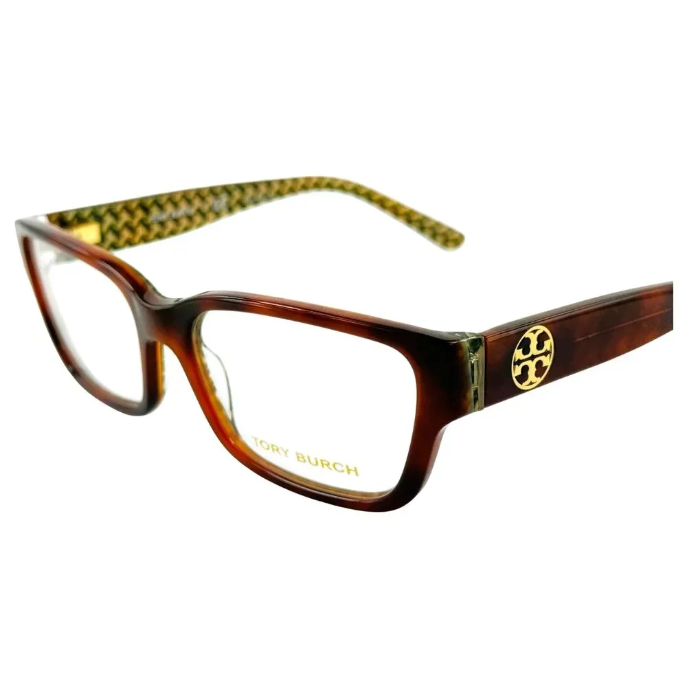 Tory Burch TY2074 Womens Plastic Eyeglass Frame 1654 Tortoise Green ZigZag 53-17